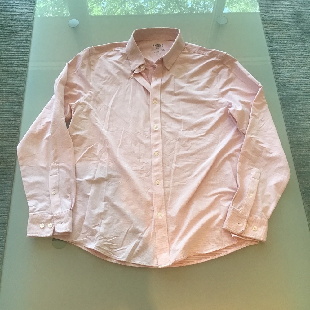 Rhone Commuter Shirt Mens Large Pink Classic Fit Button Down Fine Italian Fabric